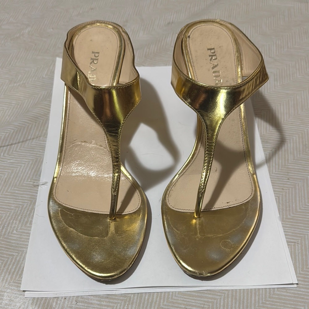 Prada Gold Heels Luxe Design